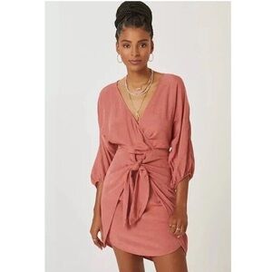 Anthropologie faux wrap dress with back cut out